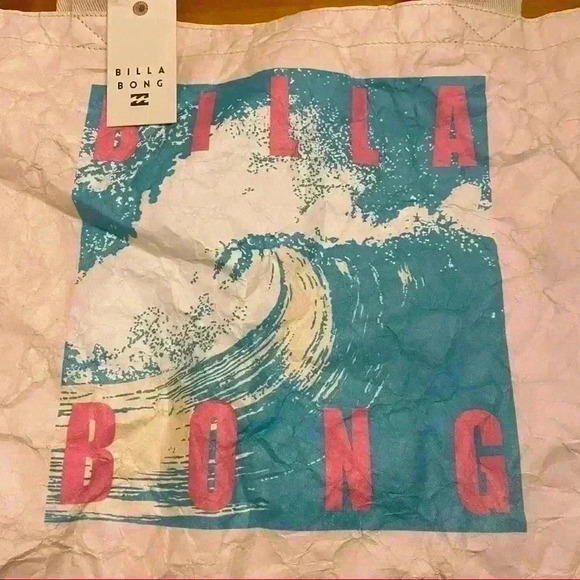 New Billabong Paper Large Tote Bag Billa Waves  Ocean Travel Beach Surfing - Picture 5 of 5